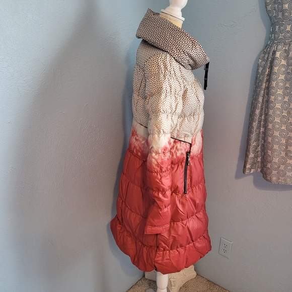 Long puffer winter 2 tone polka dot jacket/coat - Picture 2 of 15